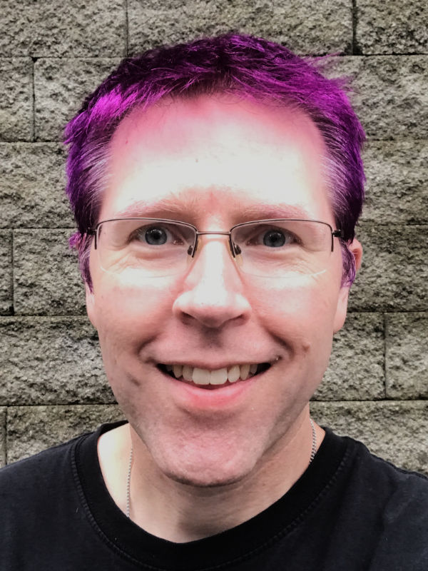 A man with purple hair